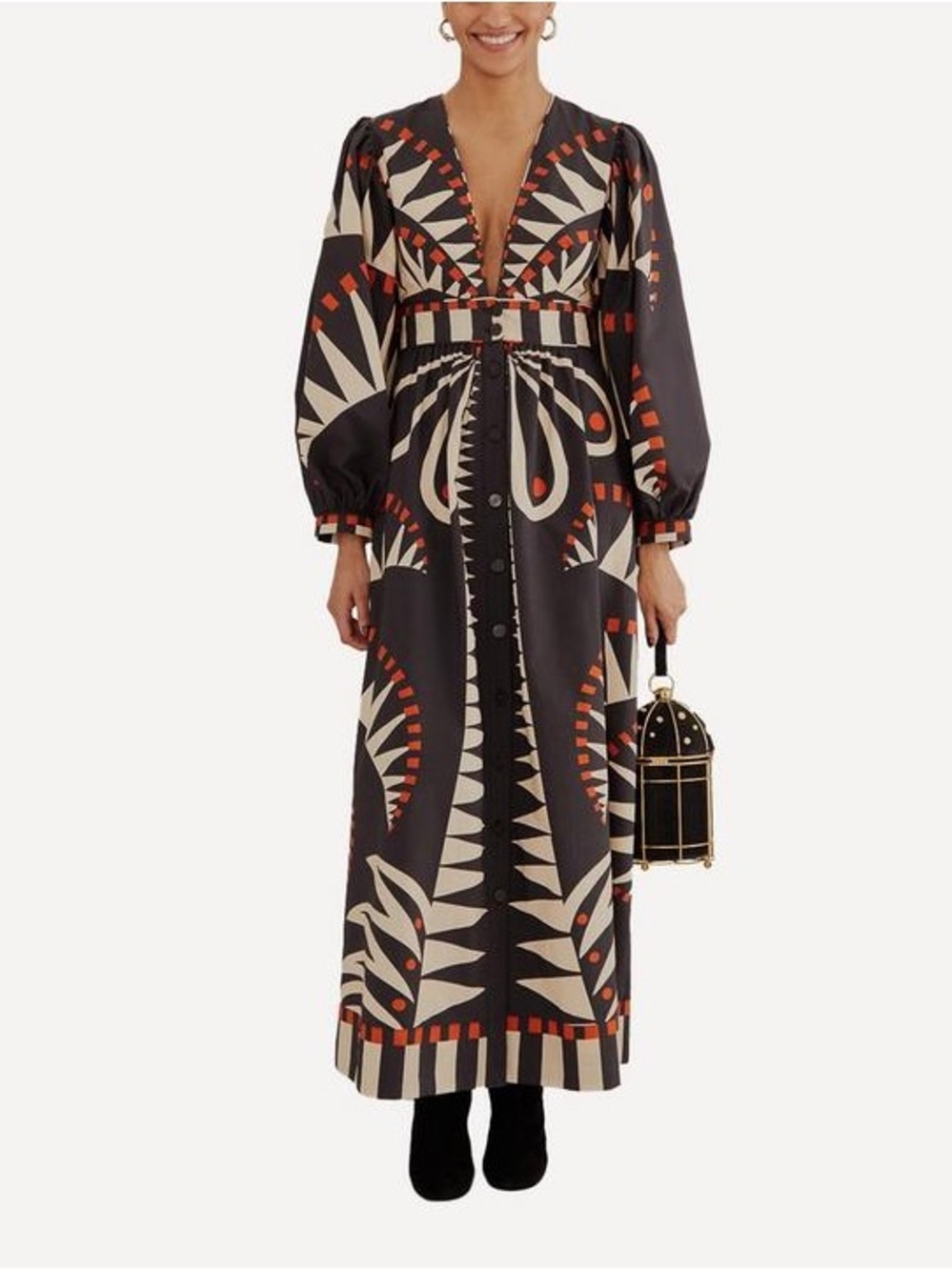 FARM Rio Giraffes Puff Sleeve Maxi Dress – Size Small - Picture 3 of 7